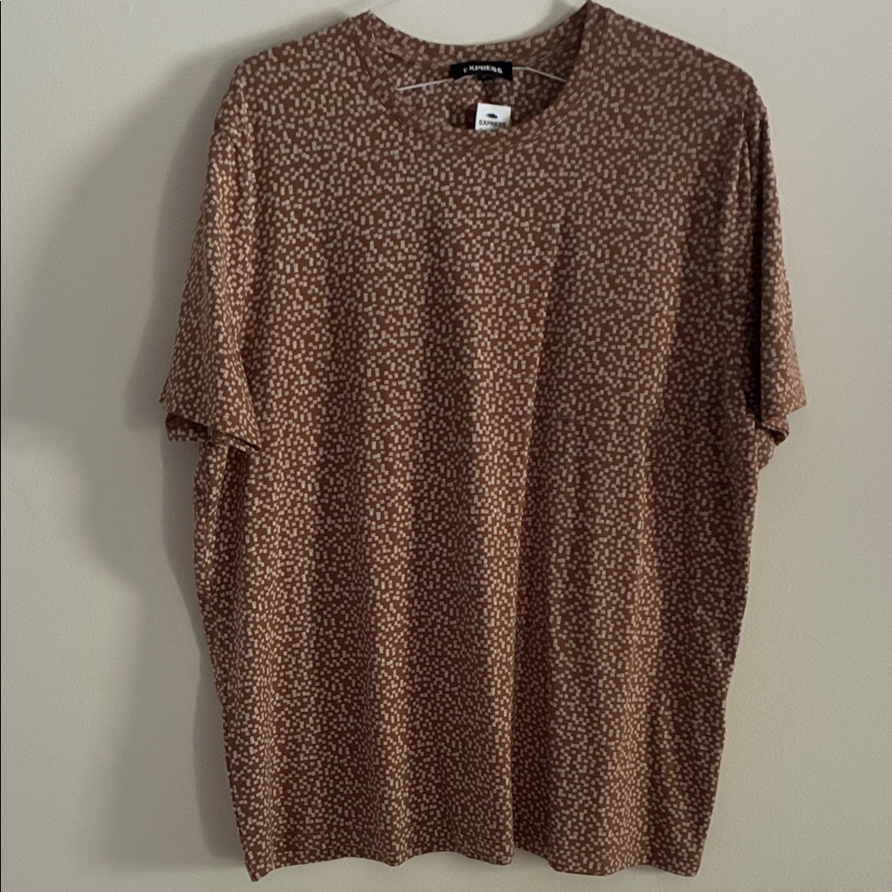 Express Brown Patterned Short Sleeve Tee